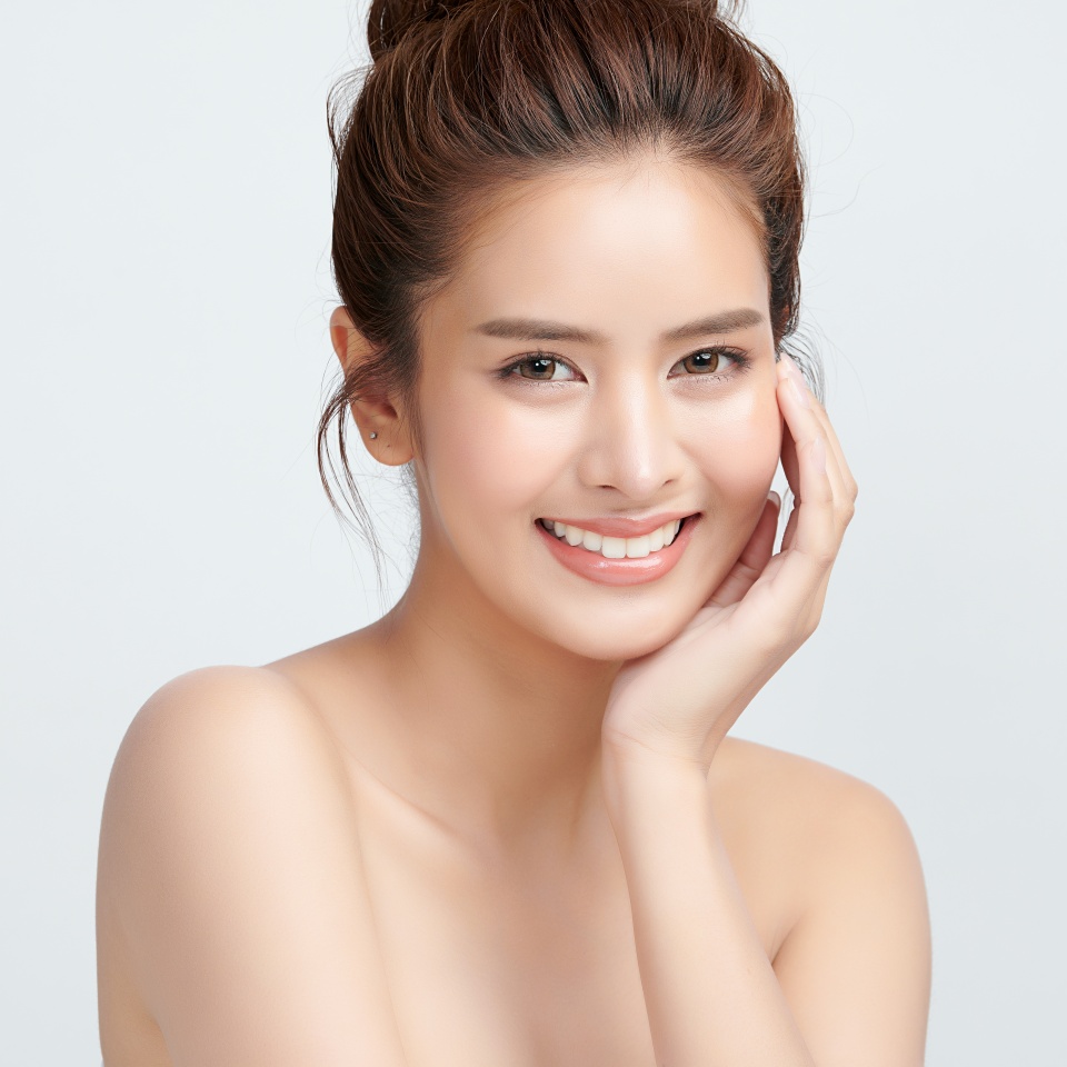 Beautiful young asian woman with clean fresh skin on white background, Face care, Facial treatment, Cosmetology, beauty and spa, Asian women portrait.