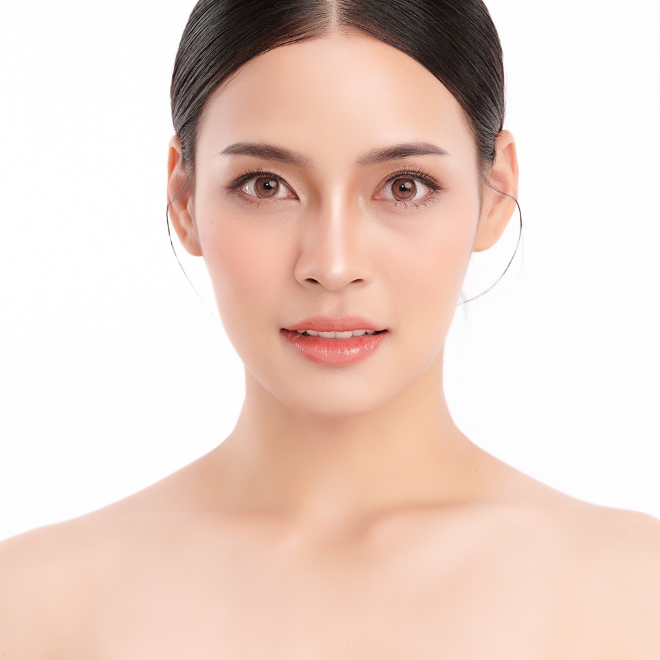 Beautiful young asian woman with clean fresh skin on white background, Face care, Facial treatment, Cosmetology, beauty and spa, Asian women portrait.