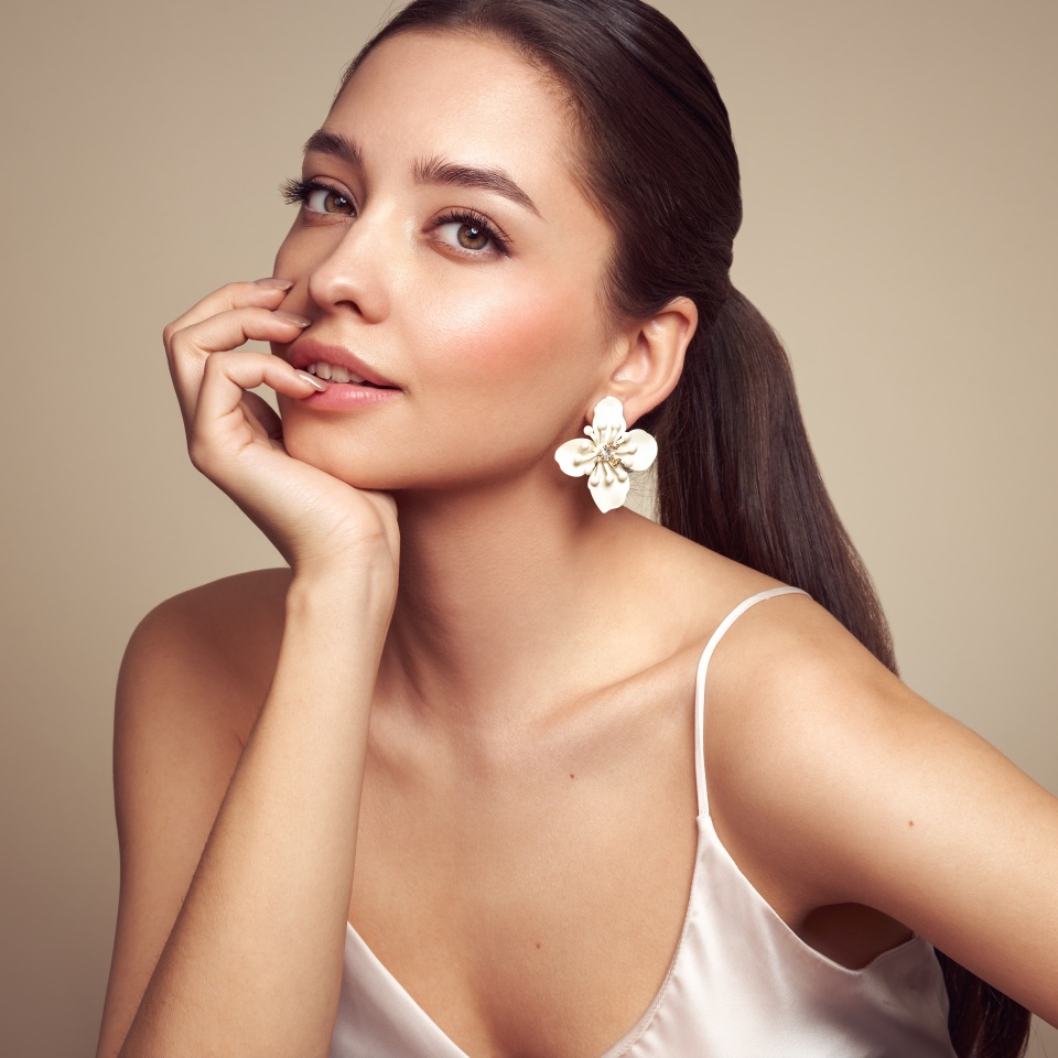 Portrait beautiful young woman with clean fresh skin. Model with healthy skin, close up portrait. Cosmetology, beauty and spa